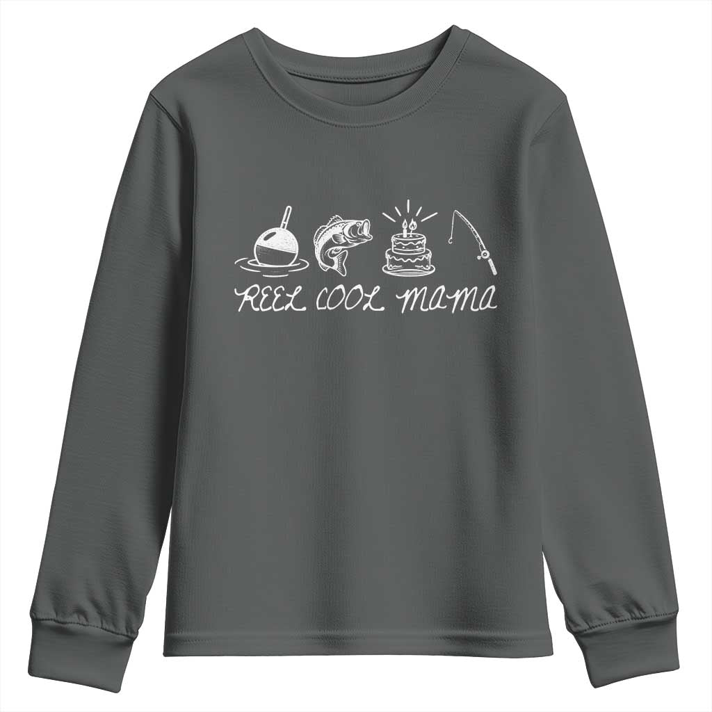 Reel Cool Mama Youth Sweatshirt Funny Fishing Mom Birthday Gift