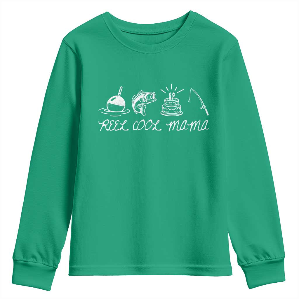 Reel Cool Mama Youth Sweatshirt Funny Fishing Mom Birthday Gift