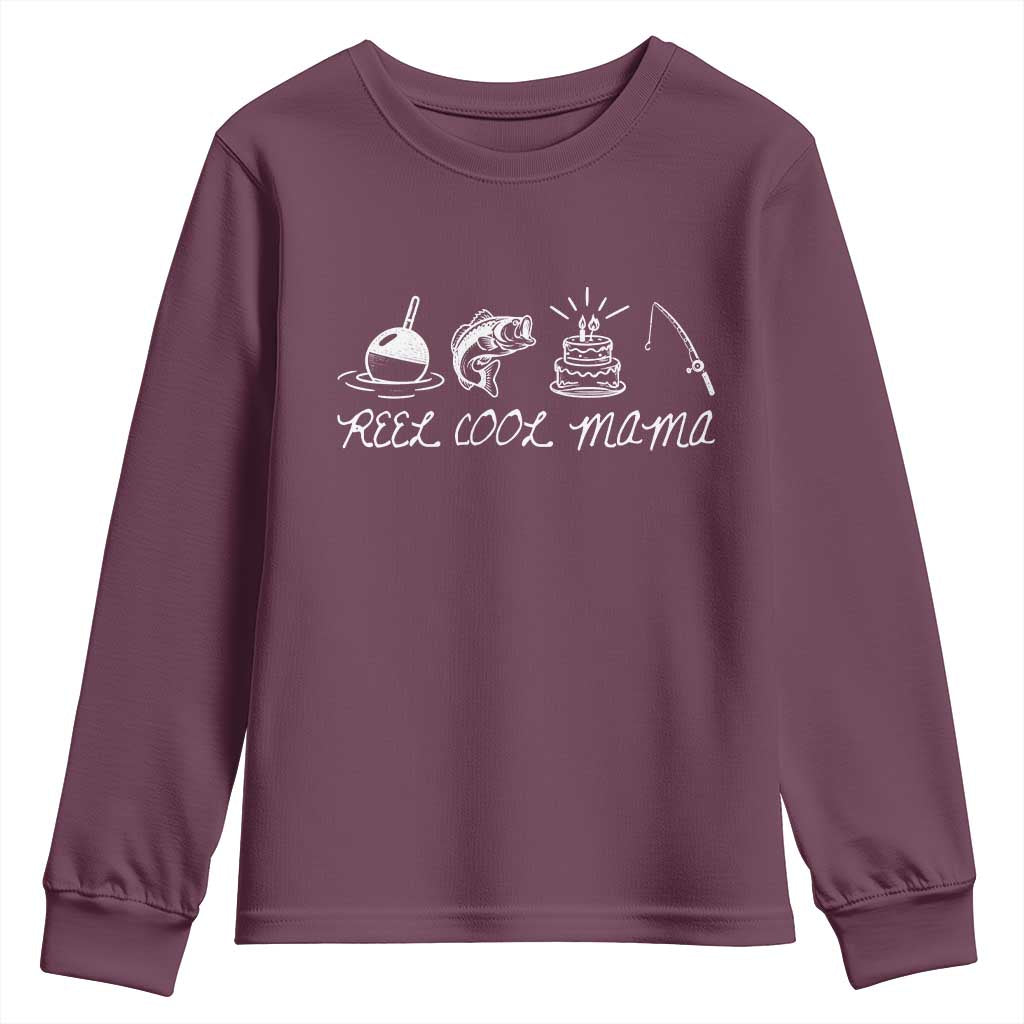 Reel Cool Mama Youth Sweatshirt Funny Fishing Mom Birthday Gift