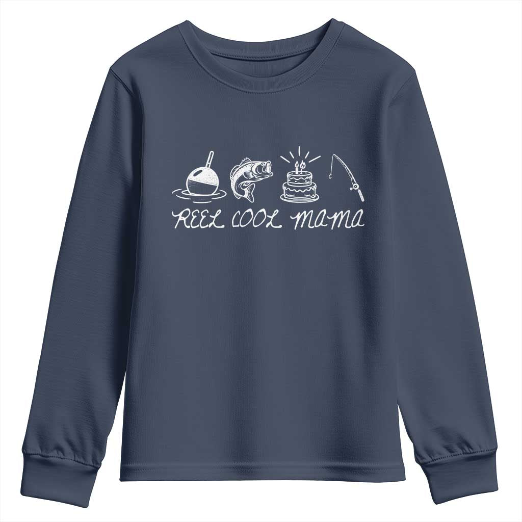 Reel Cool Mama Youth Sweatshirt Funny Fishing Mom Birthday Gift