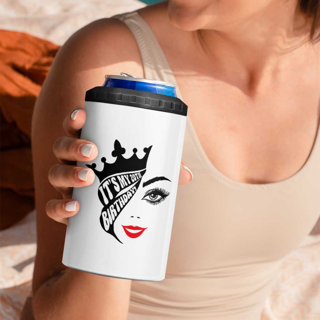 Its My 20th Birthday 4 in 1 Can Cooler Tumbler Birthday Queen Crown Gift For Women
