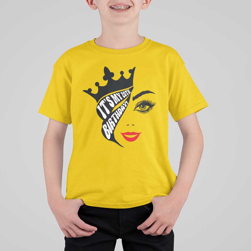 Its My 20th Birthday T Shirt For Kid Birthday Queen Crown Gift For Women