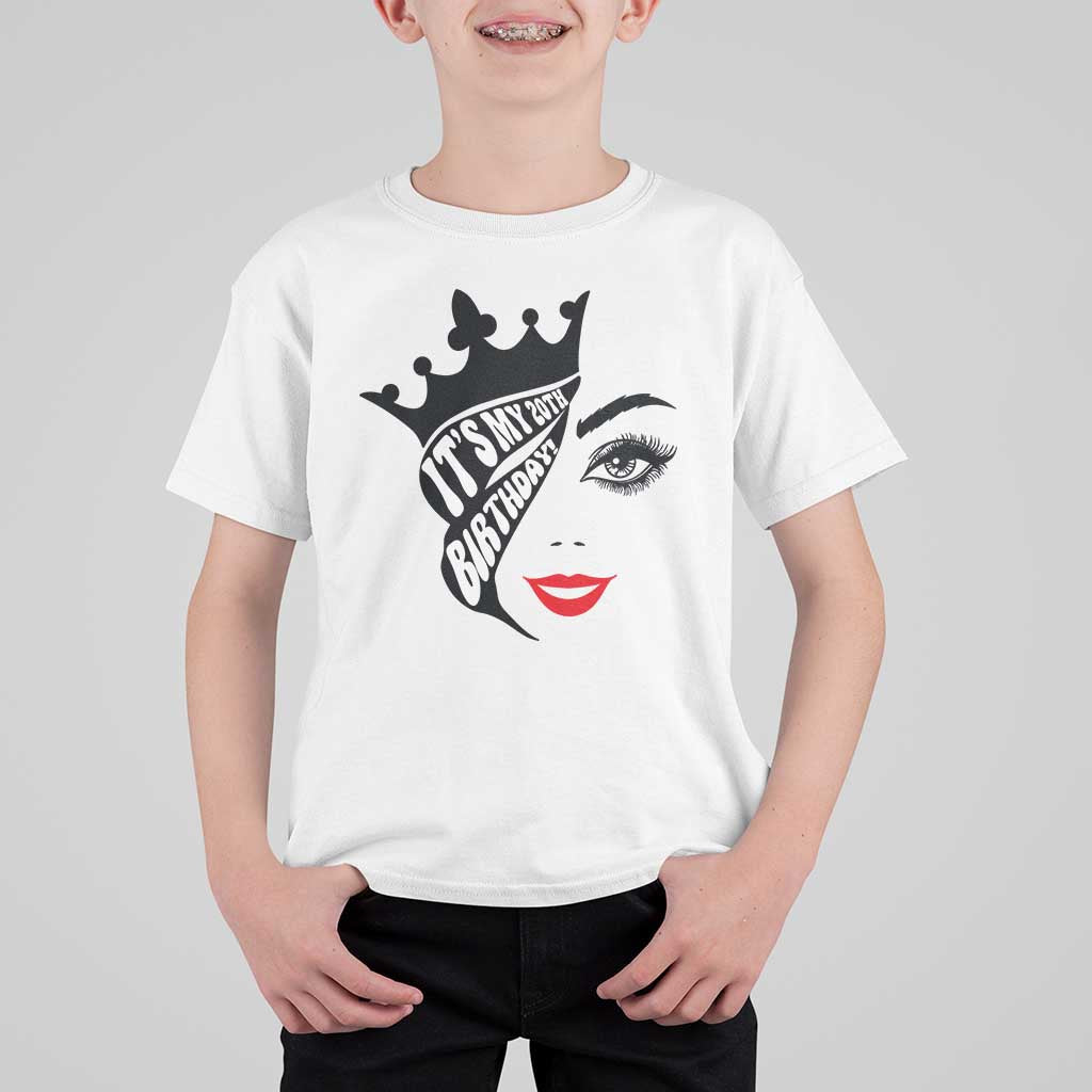 Its My 20th Birthday T Shirt For Kid Birthday Queen Crown Gift For Women