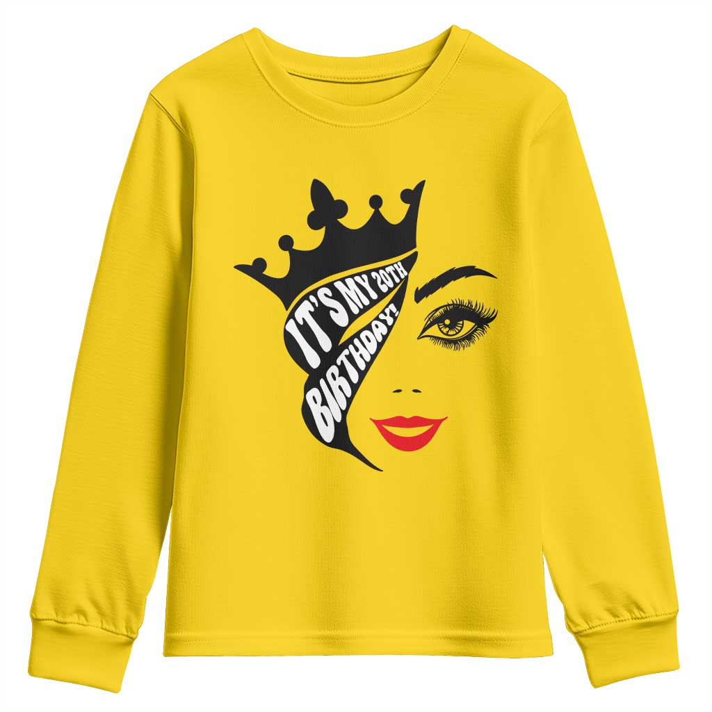 Its My 20th Birthday Youth Sweatshirt Birthday Queen Crown Gift For Women