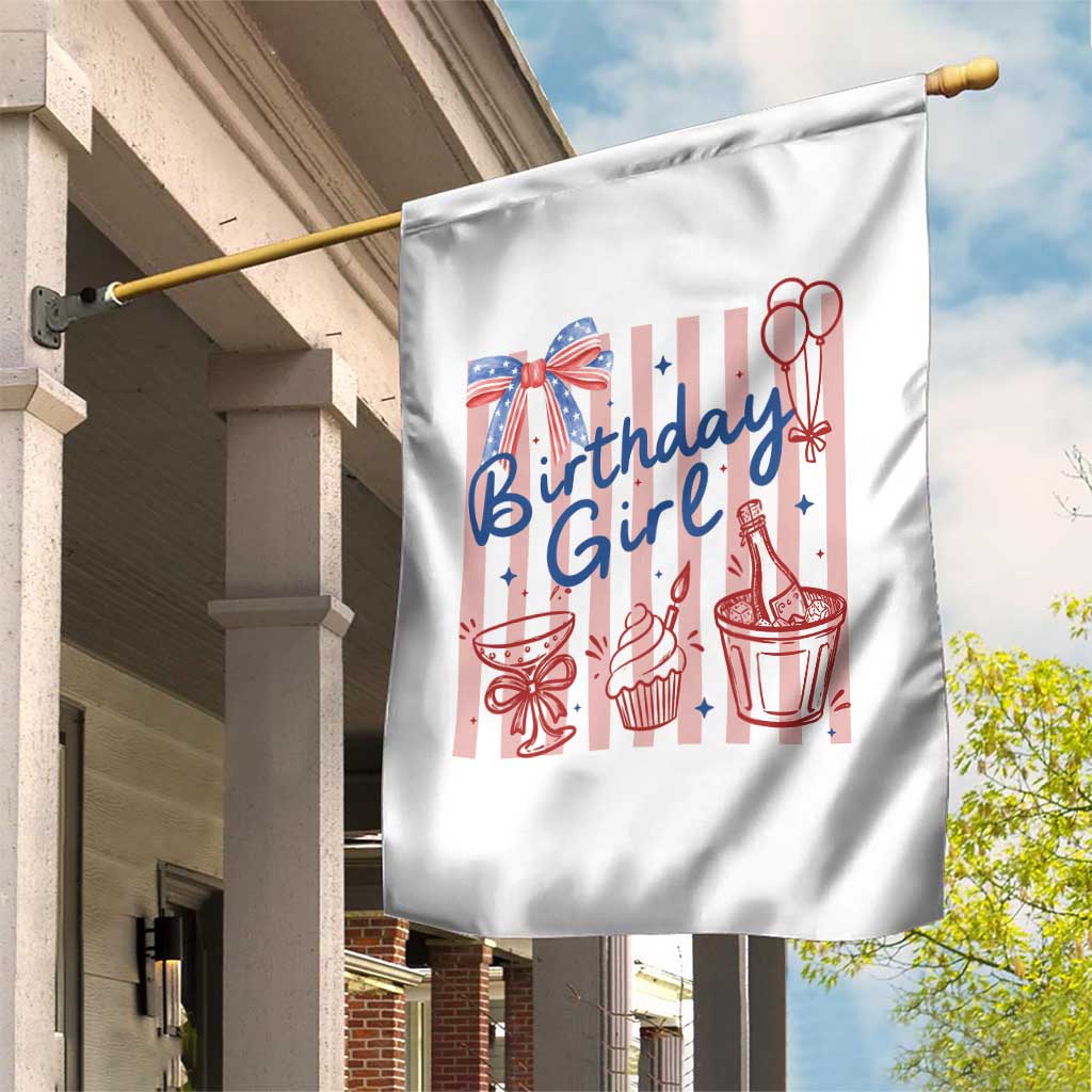Patriotic Birthday Girl Garden Flag Red White And Blue Party Graphic