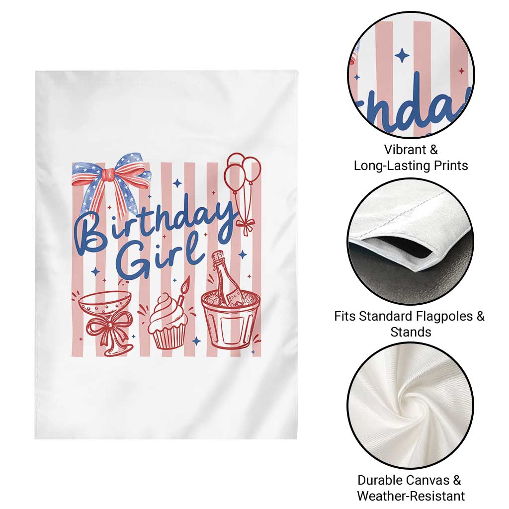 Patriotic Birthday Girl Garden Flag Red White And Blue Party Graphic