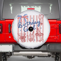 Patriotic Birthday Girl Spare Tire Cover Red White And Blue Party Graphic