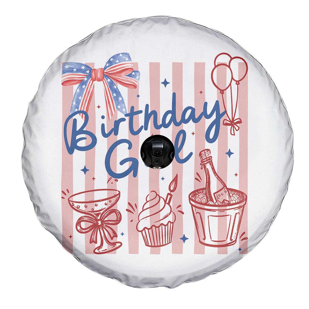 Patriotic Birthday Girl Spare Tire Cover Red White And Blue Party Graphic