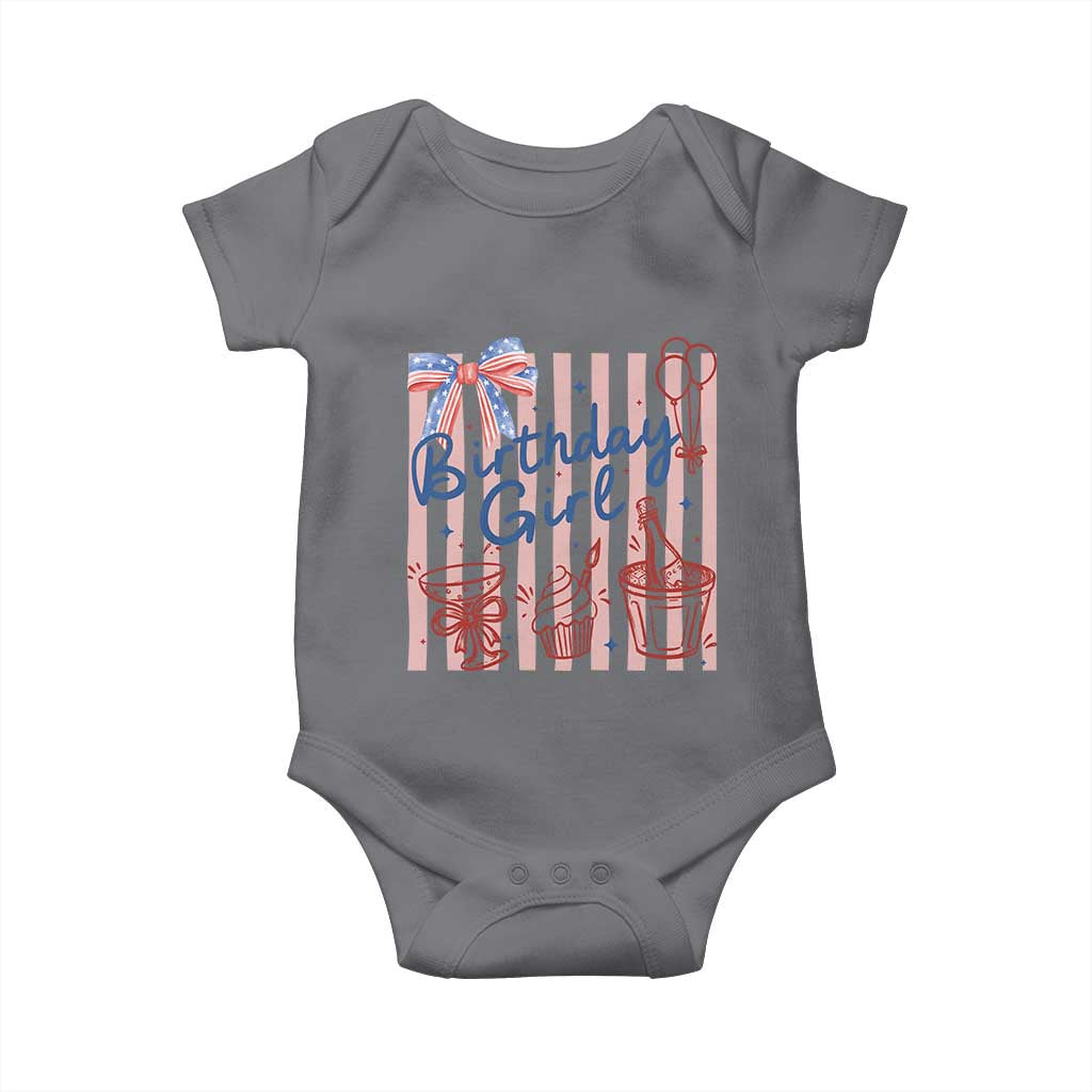 Patriotic Birthday Girl Baby Onesie Red White And Blue Party Graphic