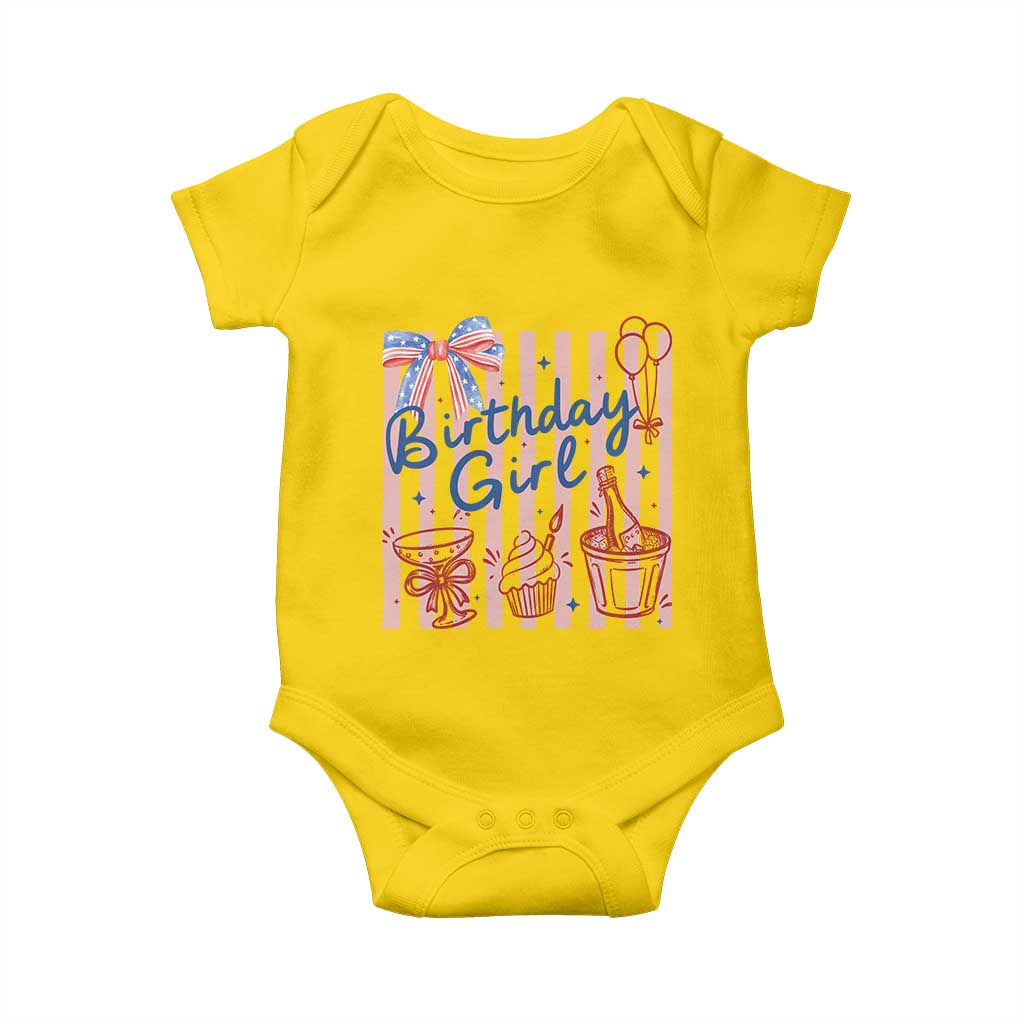 Patriotic Birthday Girl Baby Onesie Red White And Blue Party Graphic