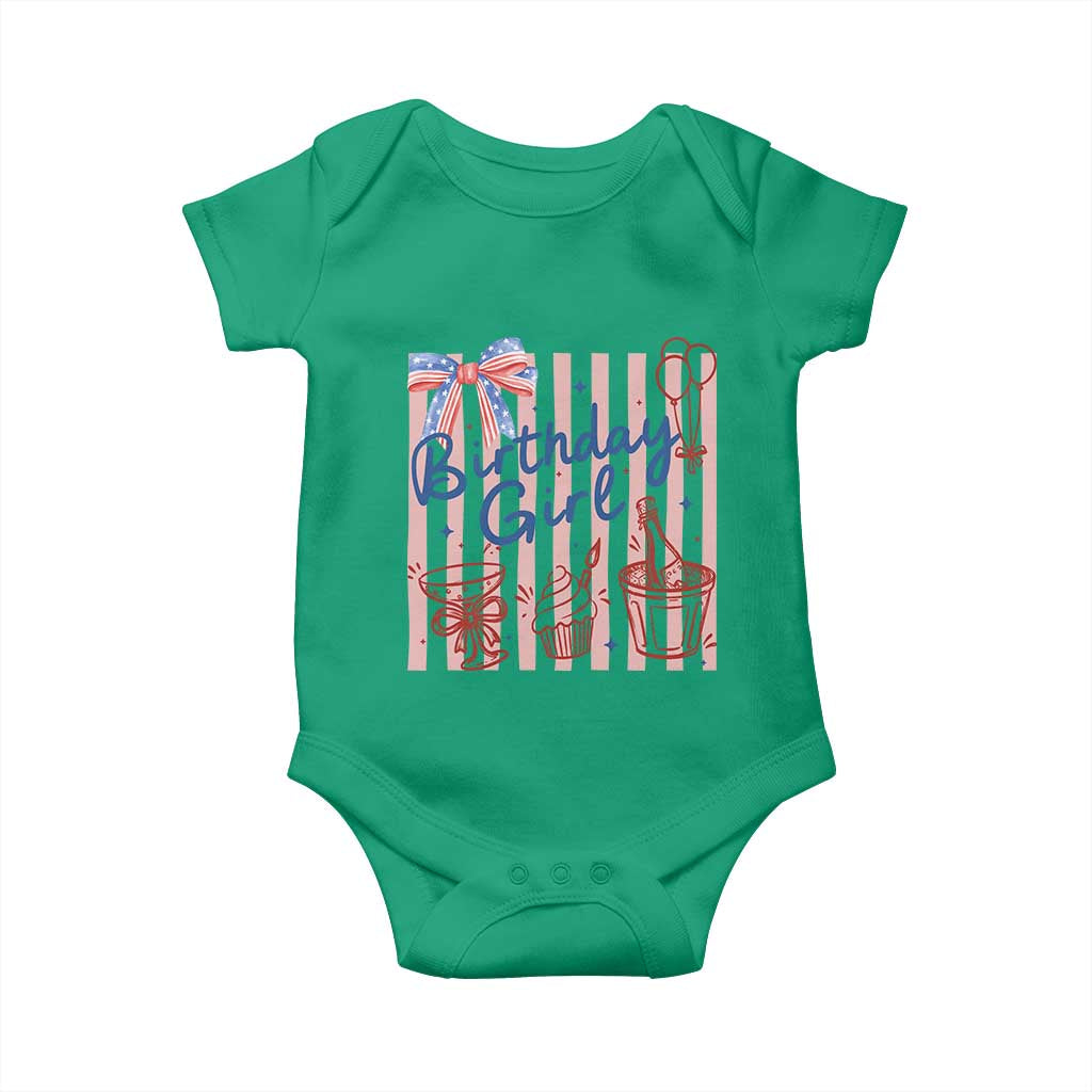 Patriotic Birthday Girl Baby Onesie Red White And Blue Party Graphic