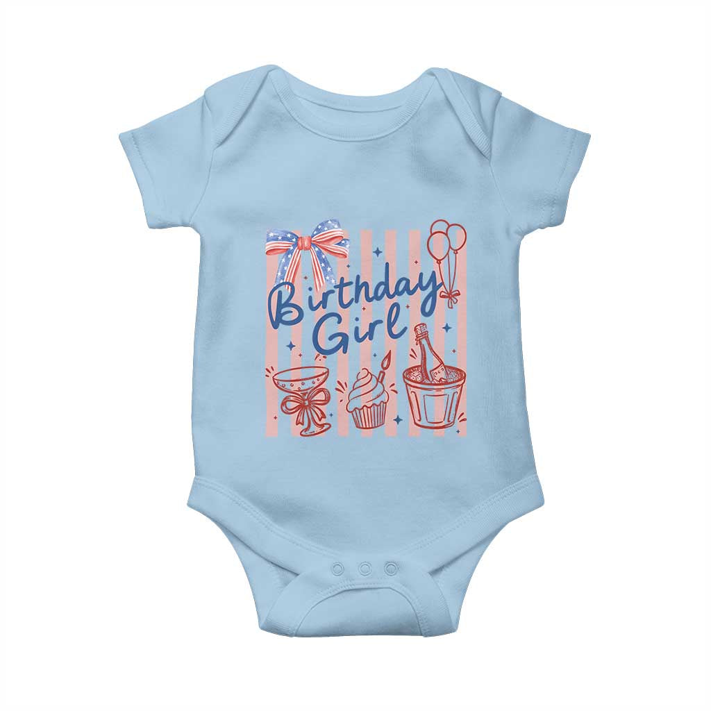 Patriotic Birthday Girl Baby Onesie Red White And Blue Party Graphic