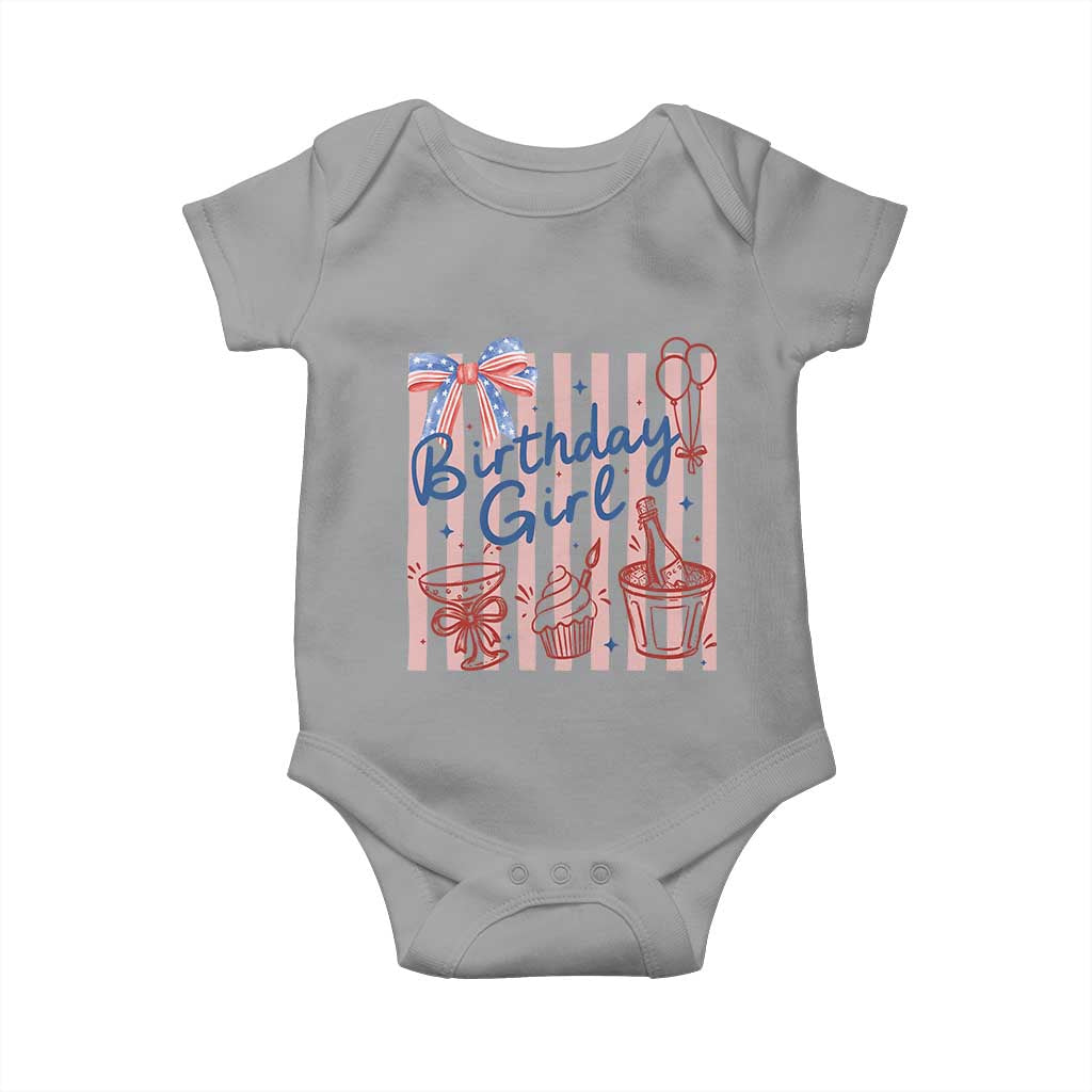 Patriotic Birthday Girl Baby Onesie Red White And Blue Party Graphic