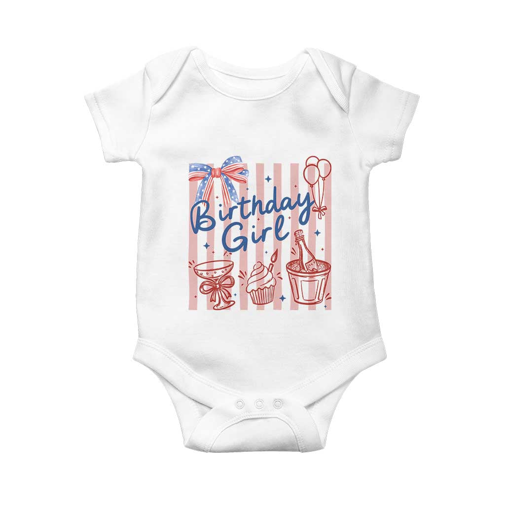 Patriotic Birthday Girl Baby Onesie Red White And Blue Party Graphic