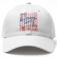 Patriotic Birthday Girl Baseball Cap Red White And Blue Party Graphic