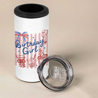 Patriotic Birthday Girl 4 in 1 Can Cooler Tumbler Red White And Blue Party Graphic