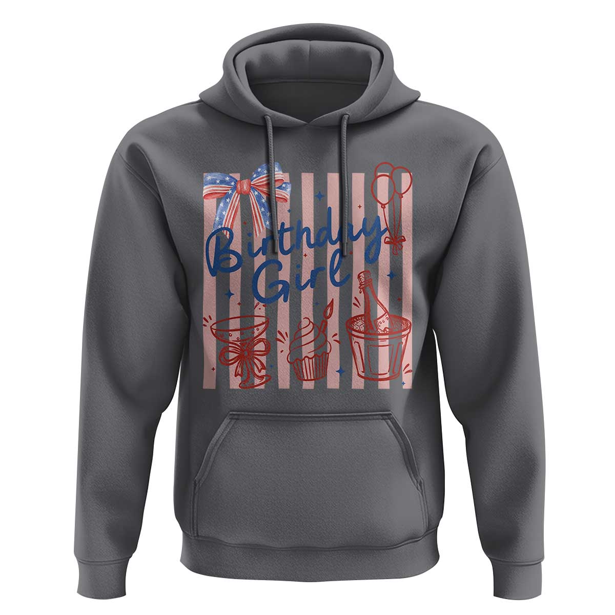 Patriotic Birthday Girl Hoodie Red White And Blue Party Graphic