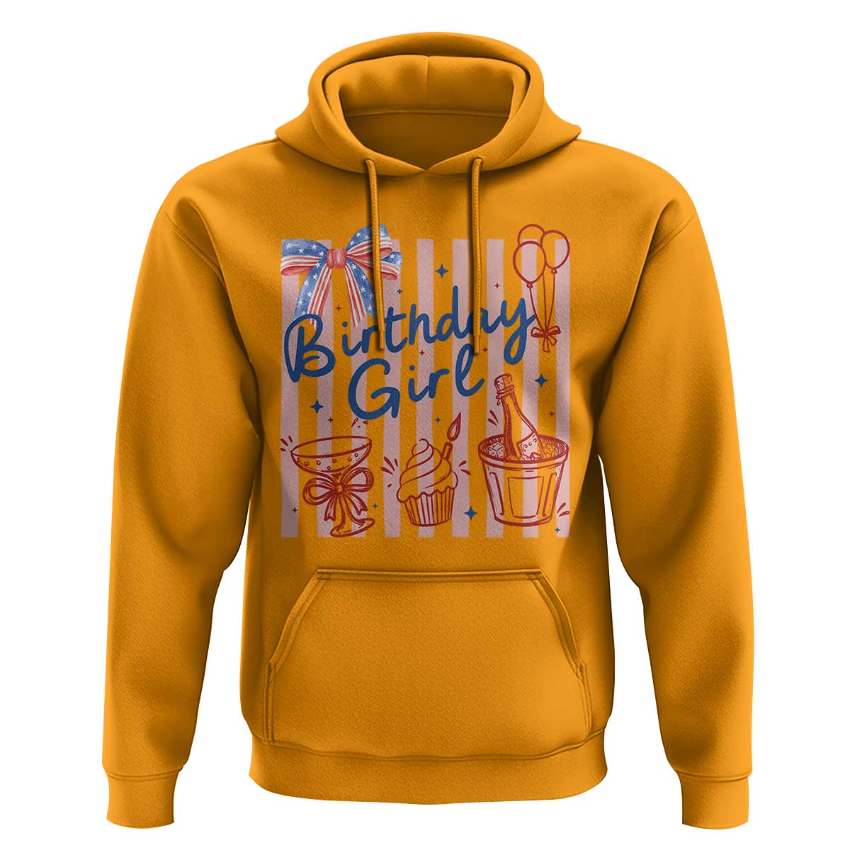 Patriotic Birthday Girl Hoodie Red White And Blue Party Graphic