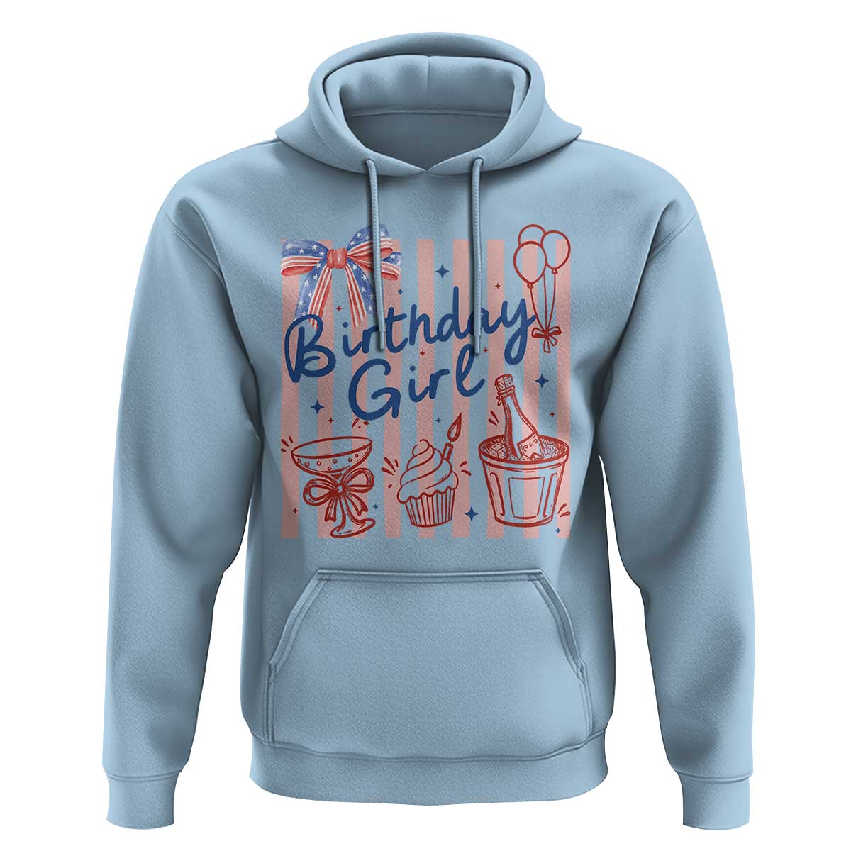 Patriotic Birthday Girl Hoodie Red White And Blue Party Graphic
