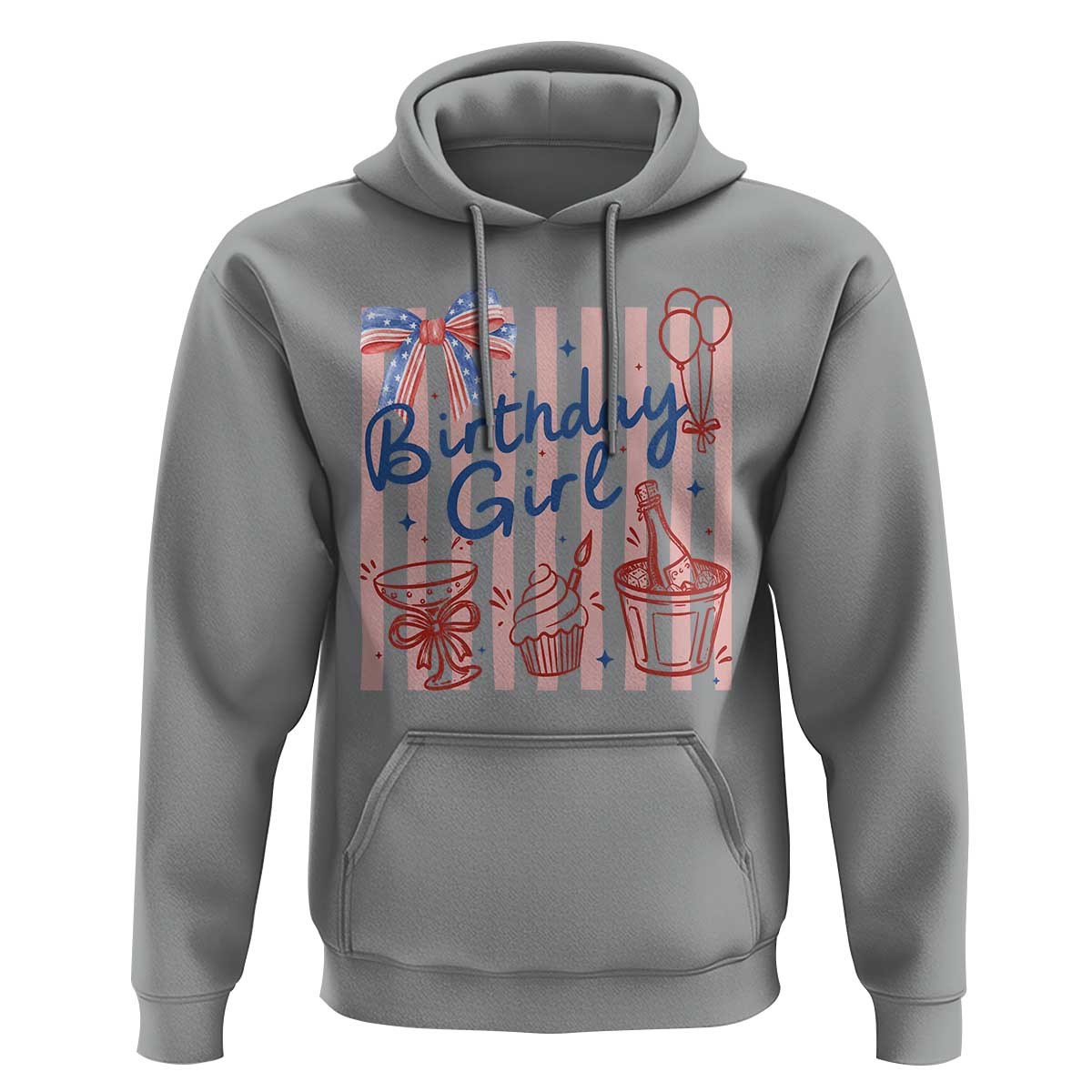 Patriotic Birthday Girl Hoodie Red White And Blue Party Graphic