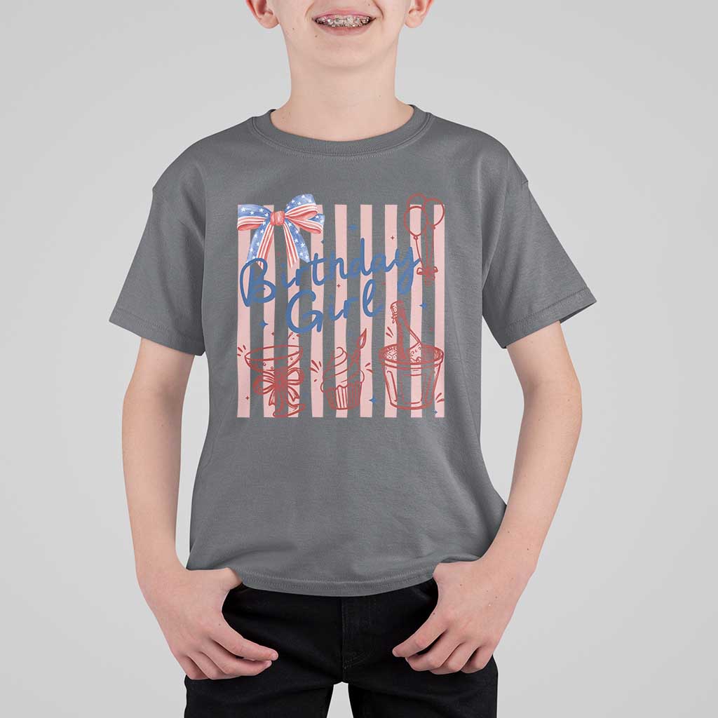 Patriotic Birthday Girl T Shirt For Kid Red White And Blue Party Graphic
