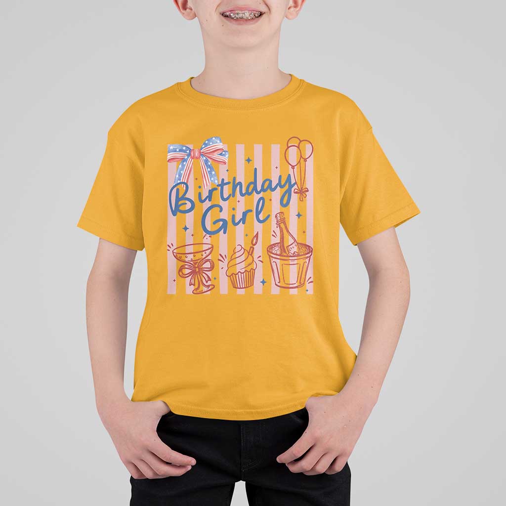Patriotic Birthday Girl T Shirt For Kid Red White And Blue Party Graphic