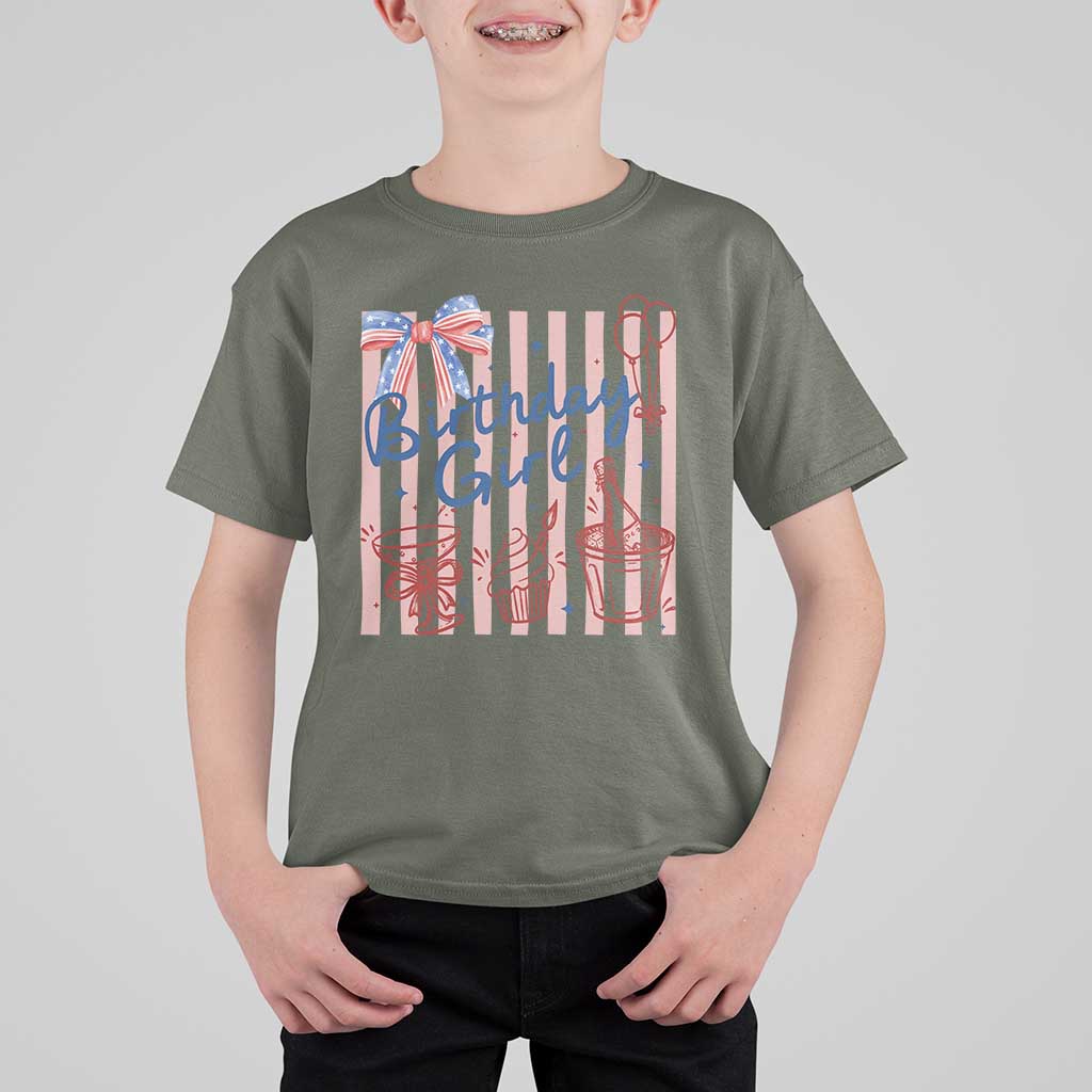 Patriotic Birthday Girl T Shirt For Kid Red White And Blue Party Graphic