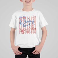 Patriotic Birthday Girl T Shirt For Kid Red White And Blue Party Graphic