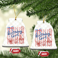 Patriotic Birthday Girl Ceramic Ornament Red White And Blue Party Graphic