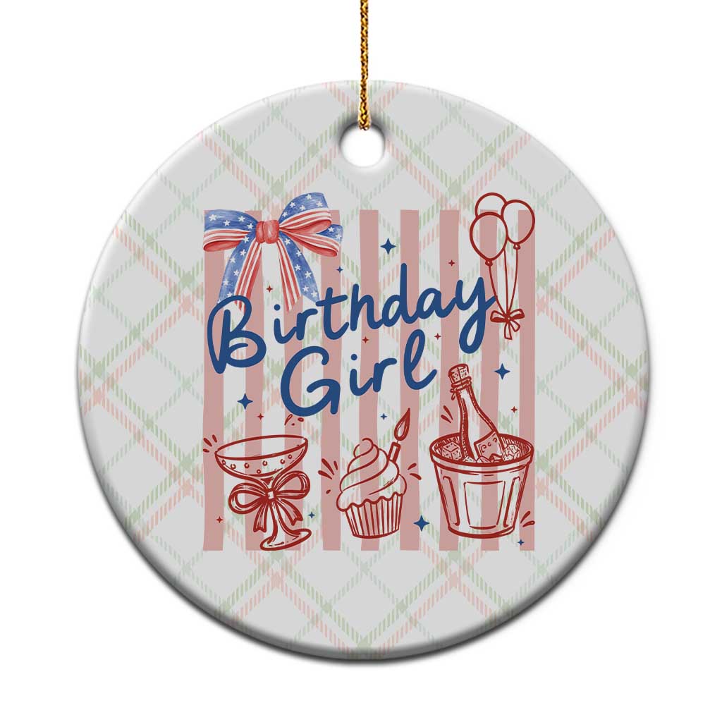 Patriotic Birthday Girl Ceramic Ornament Red White And Blue Party Graphic