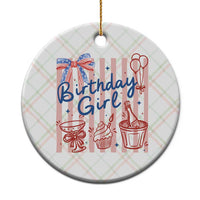 Patriotic Birthday Girl Ceramic Ornament Red White And Blue Party Graphic