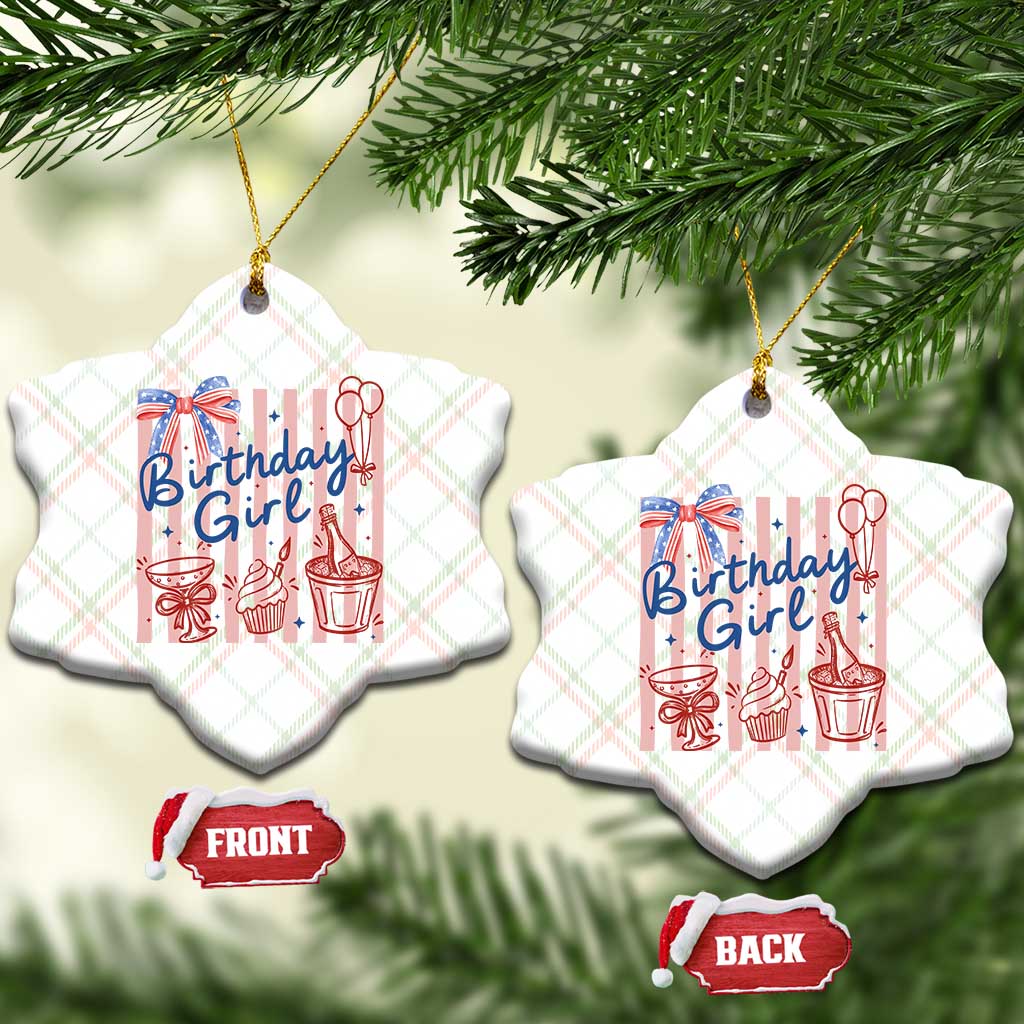 Patriotic Birthday Girl Ceramic Ornament Red White And Blue Party Graphic