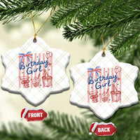 Patriotic Birthday Girl Ceramic Ornament Red White And Blue Party Graphic