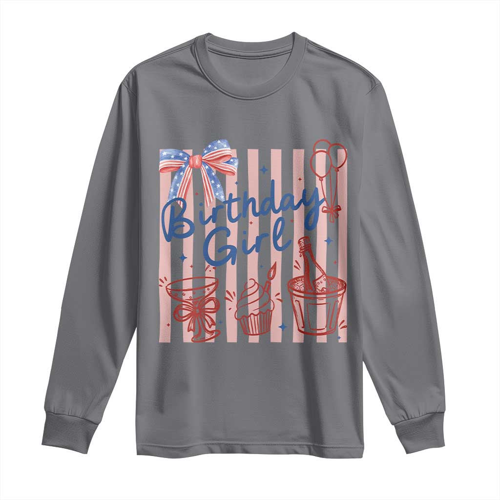 Patriotic Birthday Girl Long Sleeve Shirt Red White And Blue Party Graphic