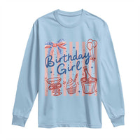 Patriotic Birthday Girl Long Sleeve Shirt Red White And Blue Party Graphic