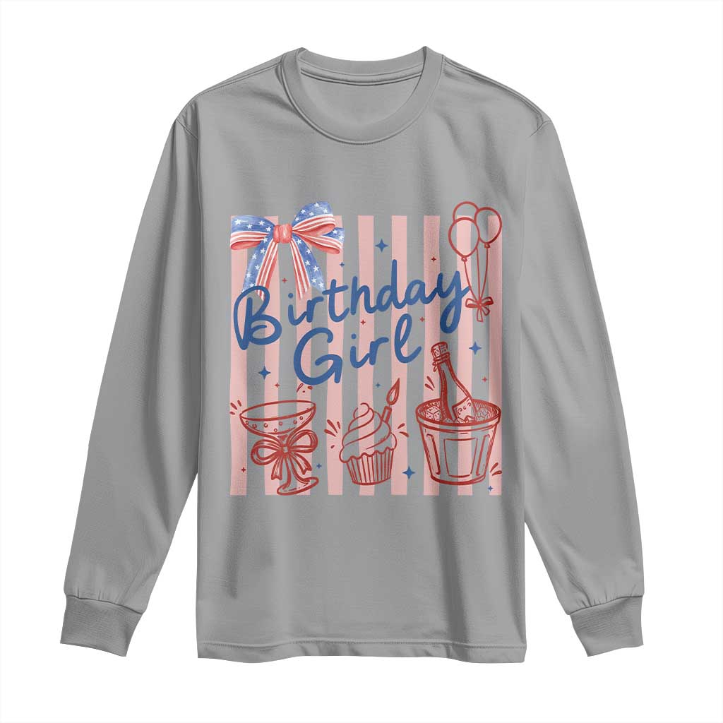 Patriotic Birthday Girl Long Sleeve Shirt Red White And Blue Party Graphic