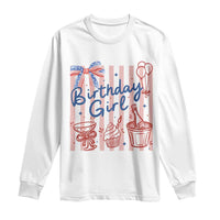 Patriotic Birthday Girl Long Sleeve Shirt Red White And Blue Party Graphic