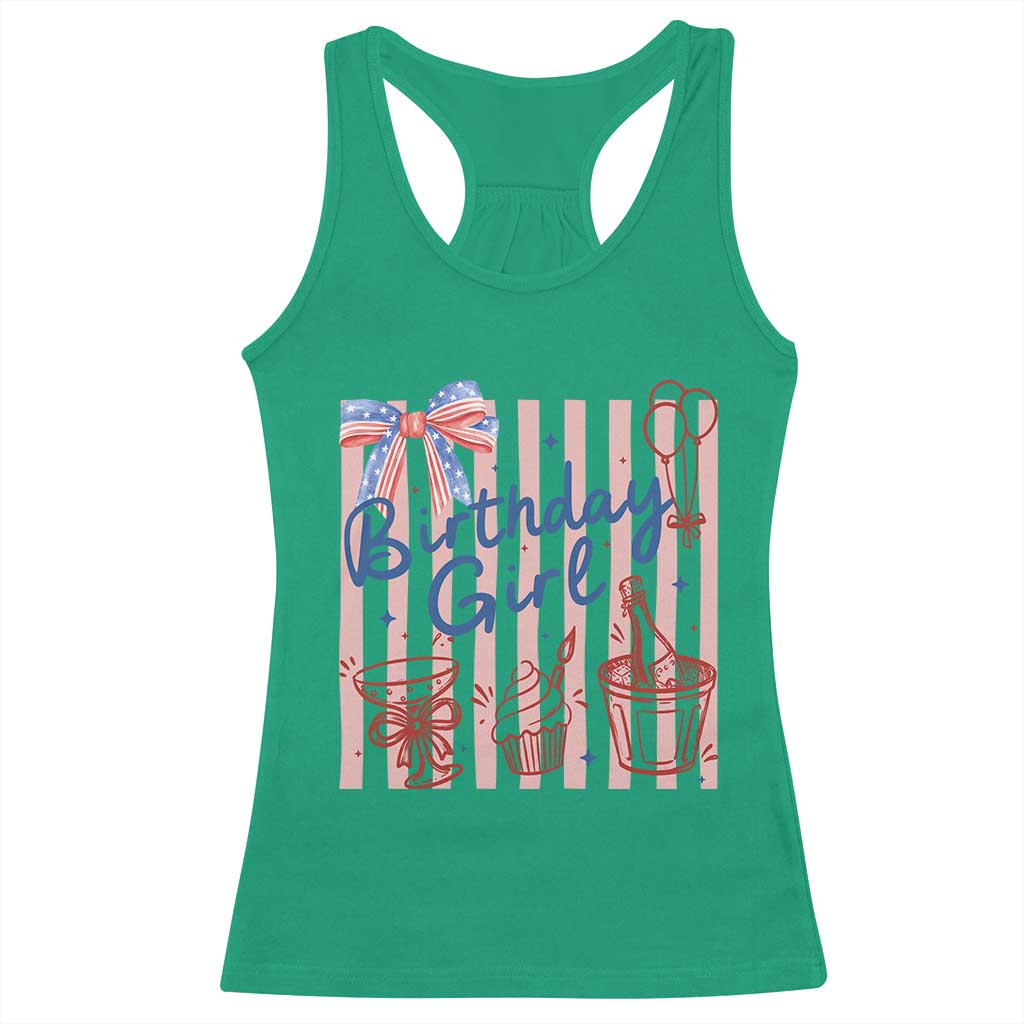 Patriotic Birthday Girl Racerback Tank Top Red White And Blue Party Graphic