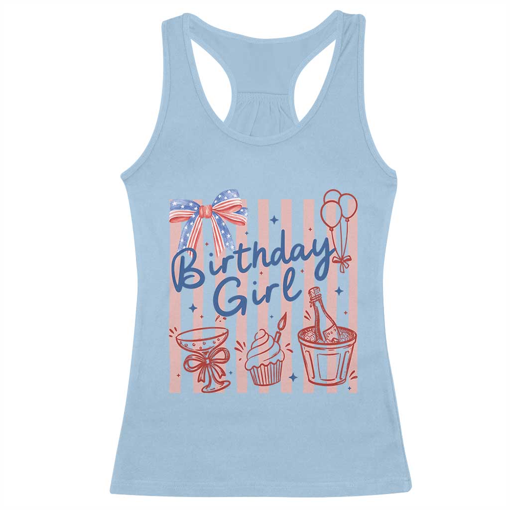 Patriotic Birthday Girl Racerback Tank Top Red White And Blue Party Graphic