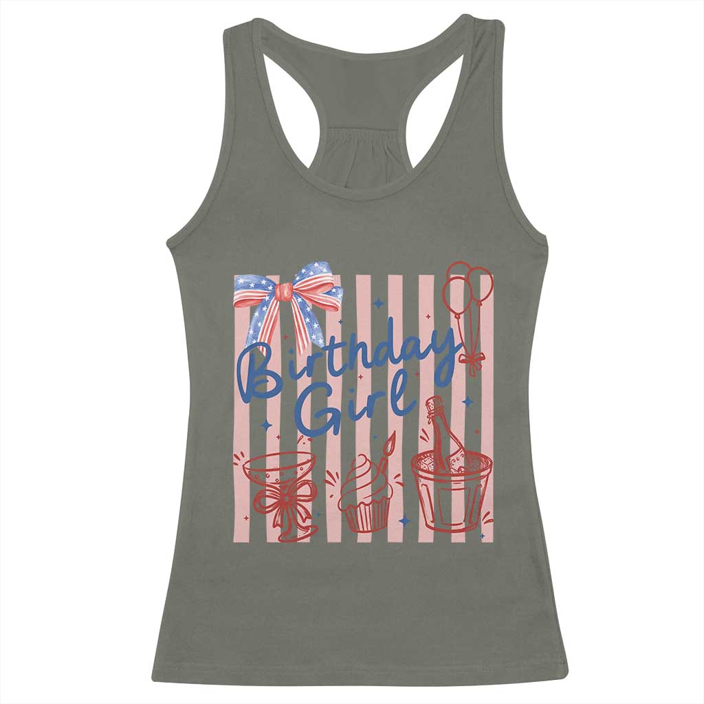 Patriotic Birthday Girl Racerback Tank Top Red White And Blue Party Graphic