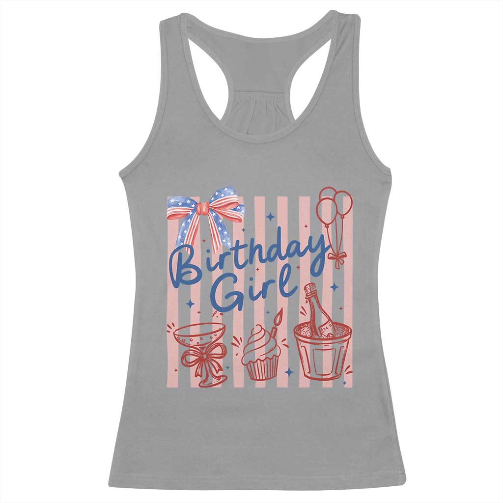 Patriotic Birthday Girl Racerback Tank Top Red White And Blue Party Graphic