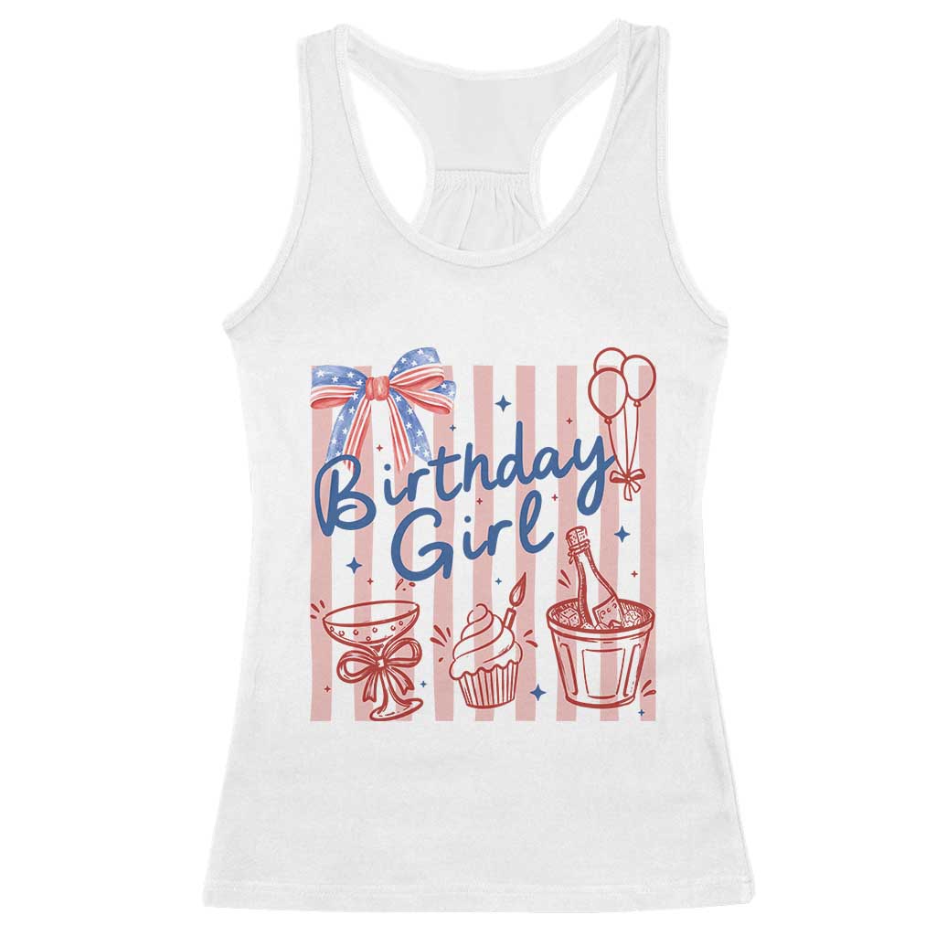 Patriotic Birthday Girl Racerback Tank Top Red White And Blue Party Graphic