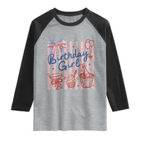 Patriotic Birthday Girl Raglan Shirt Red White And Blue Party Graphic