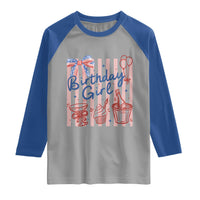 Patriotic Birthday Girl Raglan Shirt Red White And Blue Party Graphic