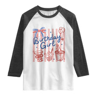 Patriotic Birthday Girl Raglan Shirt Red White And Blue Party Graphic