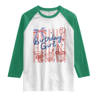 Patriotic Birthday Girl Raglan Shirt Red White And Blue Party Graphic