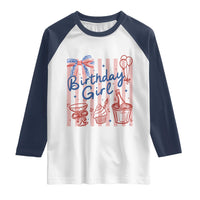 Patriotic Birthday Girl Raglan Shirt Red White And Blue Party Graphic