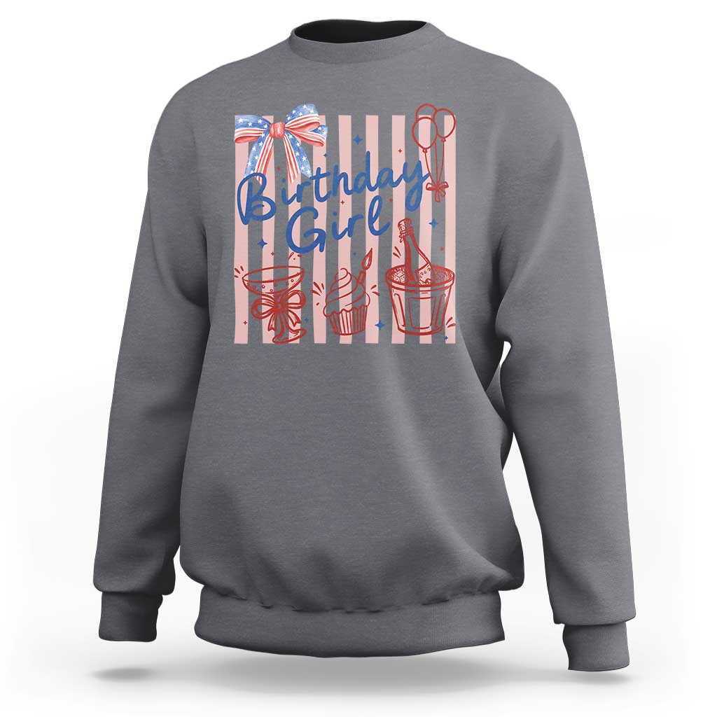 Patriotic Birthday Girl Sweatshirt Red White And Blue Party Graphic