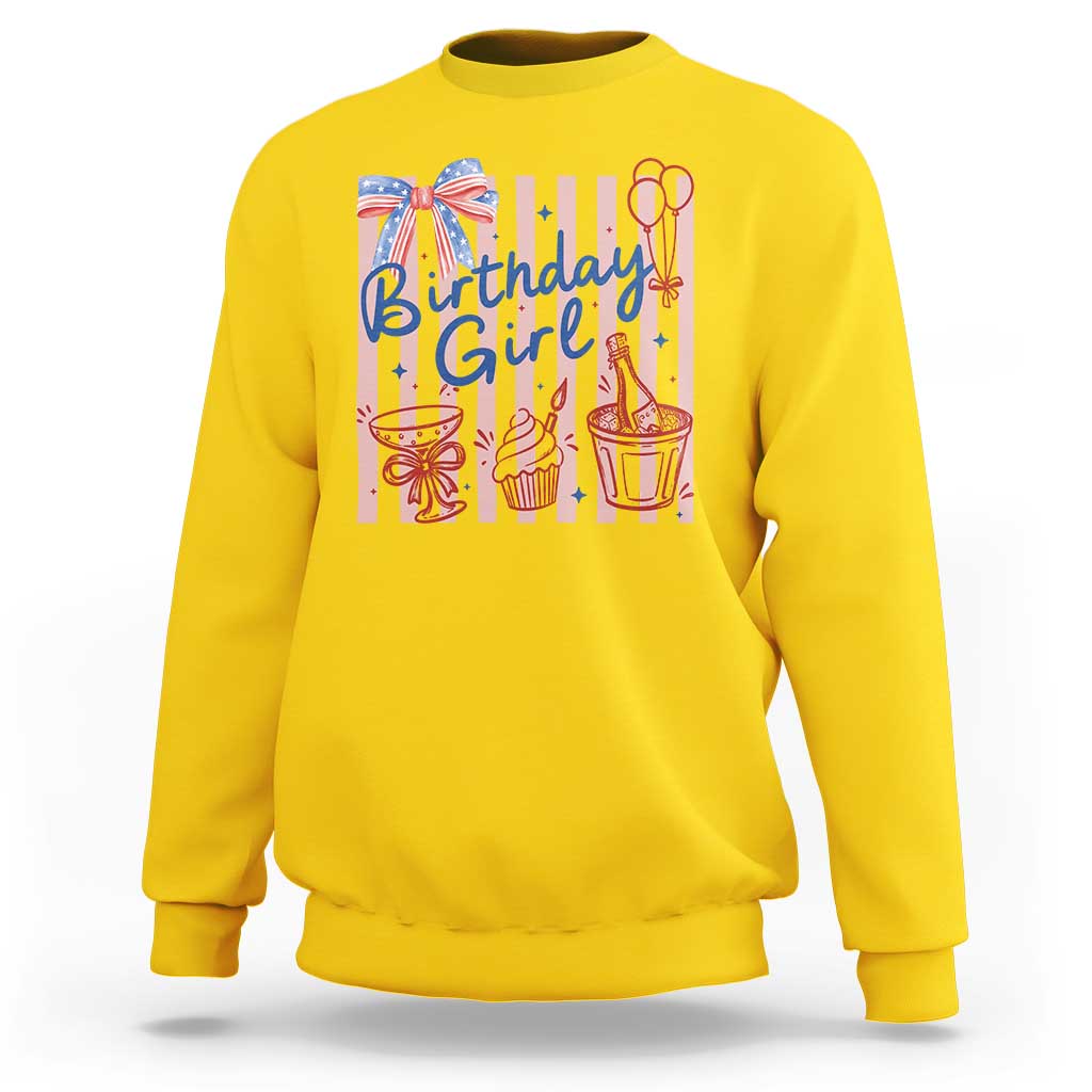 Patriotic Birthday Girl Sweatshirt Red White And Blue Party Graphic