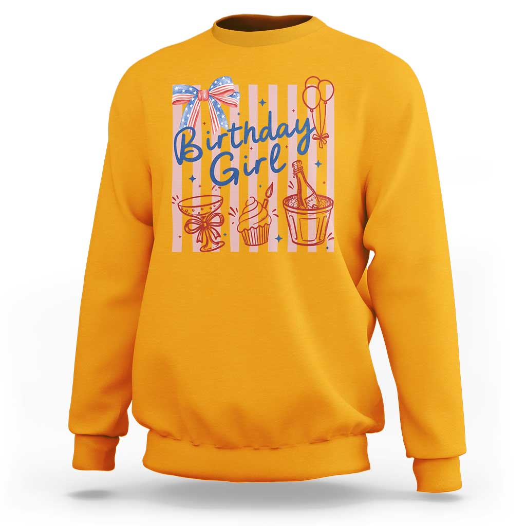 Patriotic Birthday Girl Sweatshirt Red White And Blue Party Graphic